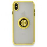 Iphone X Kılıf Montreal Yüzüklü Silikon Kapak - Sarı