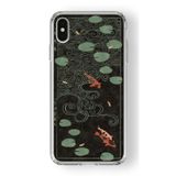 iPhone Xs Max ile Uyumlu Japon Balıkları Tasarım Baskılı Şeffaf Kılıf