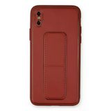 İphone Xs Max Kılıf Coco Deri Standlı Kapak - Fuşya-(5796)