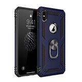 iPhone XS Max Uyumlu Kılıf Tank Yüzüklü Silikon Kapak - Lacivert