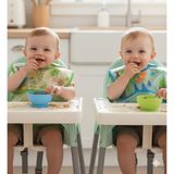 iplay Mavi ve Yeşil, 3-18 Ay 2'li Su Geçirmez Eva Kumaş Cırtlı Bebek Mama Önlüğü - Mavi - Yeşil - 9 - 18 Ay