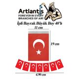 Ipli Bayrak Buyuk Boy 40Li 11X19cm 1 Paket Turk Bayragi Kagit Ipli Sirali Ayyildiz Bayrak Sinif Susu Okul Bayram