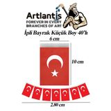 İpli Bayrak Küçük Boy 40Lı 6X10cm 1 Paket Türk Bayrağı Kağıt İpli Sıralı Ayyıldız Bayrak Sınıf Süsü Okul Bayram