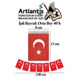Ipli Bayrak Orta Boy 40Li 8X13cm 1 Paket Turk Bayragi Kagit Ipli Sirali Ayyildiz Bayrak Sinif Susu Okul Bayram