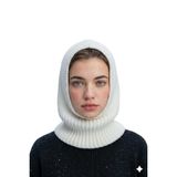 İpli Örgü Triko Balaclava Kapüşonlu Kışlık Tesettür Başlık Kadın Bere Örme (Beyaz)