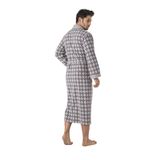 İpliği Boyalı Kareli Bambu Cotton Erkek Sabahlık Gri 3XL