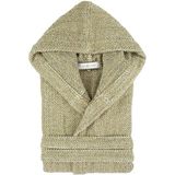 Iplik Boyalı Kapşonlu Bornoz - L - XL - Bej - Yeşil