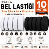 İplixa 10 Metre Bel Lastiği Beyaz Siyah Seçenekli Eşofman Pijama Etek Elastik Lastik - 2,5 cm
