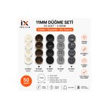 İPLİXA 11mm 5 Renk 4 Delikli Düğme Seti 50 Adet | Dayanıklı Şık Dikiş Düğmesi
