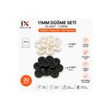 İPLİXA 11mm Siyah Düğme Seti | Dayanıklı Şık Dikiş Düğmesi