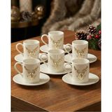 iQey Home Geyik Model 6 Kişilik Porselen Kahve Fincanı Gümüş - 6 Adet - 90 ml