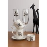 iQey Home Zebra Model Porselen 2 Kişilik Fincan - Kahve Yanı Kadeh ( Lokumluk Drajelik Hediye) Beyaz