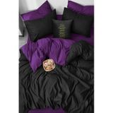 İQON Lastikli Çarşaflı Nevresim Takımı Çift Kişilik Mor-Siyah BlackPurple