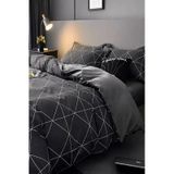 İqon Lastikli Çarşaflı Nevresim Takımı Tek Kişilik Geometric Basic Gri