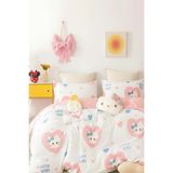 İQON Lastikli Çarşaflı Nevresim Takımı Tek Kişilik Hello Kitty Beyaz