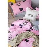 İqon Lastikli Çarşaflı Nevresim Takımı Tek Kişilik Just Love Pembe