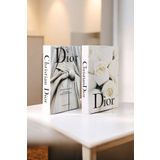 irayhomedecor 2'li Gelinlik & Beyaz Gül Dekoratif Kitap Kutu