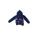 İREM ÇOCUK GİYİM Erkek Çocuk Batik Desenli Kolları Yazılı Kapüşonlu Sweatshirt,Lacivert 11 Yaş