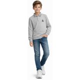 İREM ÇOCUK GİYİM Erkek Çocuk Brooklyn Yazılı Polo Yaka Yakası Çizgi Desenli Renk Polo Yaka Sweatshirt,Gri 10 Yaş