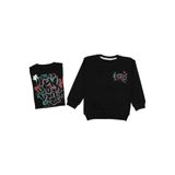 İREM ÇOCUK GİYİM Erkek Çocuk Çift Taraf Est Yazı Desenli Sweatshirt,Siyah 5 Yaş