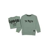 İREM ÇOCUK GİYİM Erkek Çocuk Çift Taraf Roots Yazı Desenli Penye Sweatshirt,Yeşil 12 Yaş