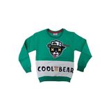 İREM ÇOCUK GİYİM Erkek Çocuk Cool Bear Yazı Resim Desenli Şardonlu Renk Sweatshirt,Yeşil 5 Yaş