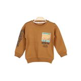 İREM ÇOCUK GİYİM Erkek Çocuk Great Yazı Desenli Kolu Yazılı Şardonlu Sweatshirt,Kahverengi 8-9 Yaş