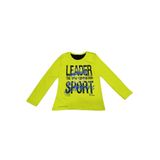 İREM ÇOCUK GİYİM Erkek Çocuk Leader Önü Arkası Yazı Desenli Fosfor Renk Mevsimlik Sweatshirt,Sarı 7 Yaş