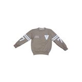 İREM ÇOCUK GİYİM Erkek Çocuk Önü V Nakışlı Kolları Sayı Desenli Açık Renk Sweatshirt,Kahverengi 8 Yaş