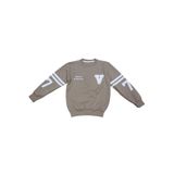 İREM ÇOCUK GİYİM Erkek Çocuk Önü V Nakışlı Kolları Sayı Desenli Açık Renk Sweatshirt,Kahverengi 9 Yaş