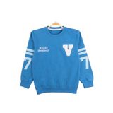 İREM ÇOCUK GİYİM Erkek Çocuk Önü V Nakışlı Kolları Sayı Desenli Renk Sweatshirt,Mavi 6 Yaş