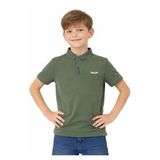 İREM ÇOCUK GİYİM Erkek Çocuk Sport Yazı Desenli Arması Nakışlı Renk Polo Yaka Tişört,Haki 9 Yaş