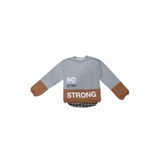 İREM ÇOCUK GİYİM Erkek Çocuk Strong Yazı Desenli Sweatshirt,Gri - Kahverengi 11 Yaş