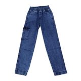 İREM ÇOCUK GİYİM Erkek Çocuk/Kız Çocuk Beli Bileği Lastikli Kargo Cepli Renk Kot Pantolon,Mavi 9-10 Yaş