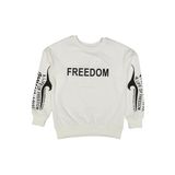 İREM ÇOCUK GİYİM Erkek Çocuk/Kız Çocuk Önü Kolları Freedom Yazılı Oversize Kalıp Sweatshirt,Beyaz 8 Yaş