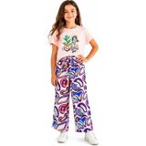 İrem Çocuk Giyim Kız Çocuk Belive Yazı Desenli Kısa(Crop) Tişörtlü Bol Paça Model Pantolon Oversize Pudra Renk Takım - 11 - 12 Yaş