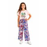 İrem Çocuk Giyim Kız Çocuk Belive Yazı Desenli Kısa(Crop) Tişörtlü Bol Paça Model Pantolon Oversize Pudra Renk Takım,Pudra 11-12 Yaş