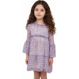 İrem Çocuk Giyim Kız Çocuk Benek Desenli İçi İp Askılı Astarlı Gri Renk İki Parçalı Midi Boy Şifon Elbise - 11 - 12 Yaş