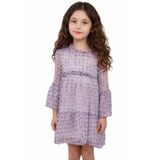 İrem Çocuk Giyim Kız Çocuk Benek Desenli İçi İp Askılı Astarlı Gri Renk İki Parçalı Midi Boy Şifon Elbise - 13 - 14 Yaş