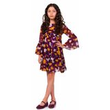 İrem Çocuk Giyim Kız Çocuk Benek Desenli İçi İp Askılı Astarlı Mor Renk İki Parçalı Şifon Midi Boy Elbise - 11 - 12 Yaş