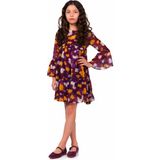 İrem Çocuk Giyim Kız Çocuk Benek Desenli İçi İp Askılı Astarlı Mor Renk İki Parçalı Şifon Midi Boy Elbise - 7 - 8 Yaş