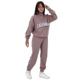 İrem Çocuk Giyim Kız Çocuk California Yazılı Yarım Fermuar Model Pudra Renk Oversize Eşofman Takımı, 10 Yaş