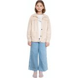 İrem Çocuk Giyim Kız Çocuk Çiçek Püskül Detaylı Ceket Geniş Paça Pantolon Sweatshirt Üçlü Krem Renk Bayramlık Takım - 8 - 9 Yaş