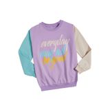 İrem Çocuk Giyim Kız Çocuk Everyday Yazı Desenli Kolları Renk Bloklu Lila Renk Sweatshirt - 10 Yaş