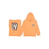 İrem Çocuk Giyim Kız Çocuk Flower Yazı Desenli Sırtı Baskılı Kanguru Cepli Kapüşonlu Fosfor Turuncu Sweatshirt - 10 Yaş
