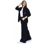İrem Çocuk Giyim Kız Çocuk Gabardin Kumaş Ceket Pantolon Askılı Badi Siyah Renk Oversize Kalıp Tarz Üçlü Takım - 10 Yaş