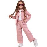 İrem Çocuk Giyim Kız Çocuk Gabardin Kumaş Yıldız Detaylı Ceket Tişört Pantolon Üçlü Takım - 5 Yaş - Pembe