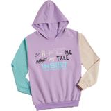 İrem Çocuk Giyim Kız Çocuk Insist Yazı Desenli Blok Renk Kollu Kapüşonlu Lila Renk Sweatshirt - 11 Yaş