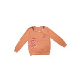 İREM ÇOCUK GİYİM Kız Çocuk Önü Arkası Yazı Resim Desenli Açık Renk Sweatshirt,Turuncu 5-6 Yaş