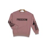İREM ÇOCUK GİYİM Kız Çocuk Önü Kolları Freedom Yazılı Oversize Kalıp Sweatshirt,Pembe 16 Yaş